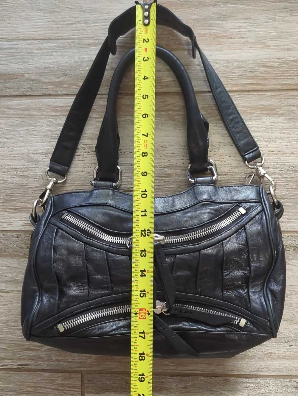 True Vintage Y2K Treesje Asher Black Leather Moto Satchel Shoulder Bag